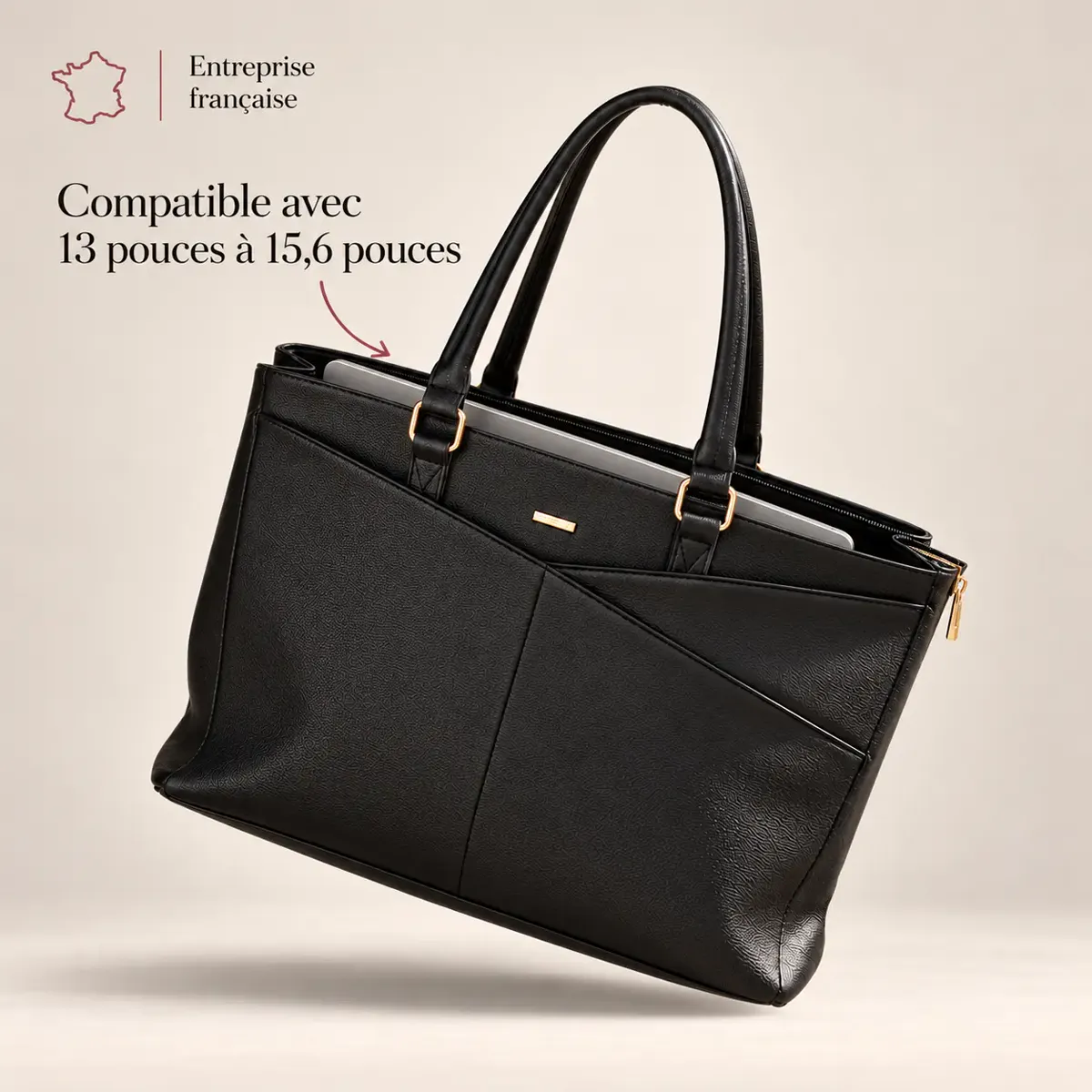 Sac Olvia noir, compatible avec les ordinateurs de 13 à 15,6 pouces